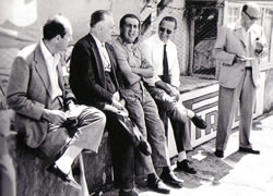 Federico Giberti con Enzo Ferrari, Ascari e  Aurelio  Lampredi