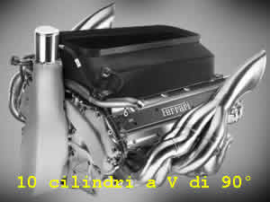 Motore Ferrari 10 cilindri a V di 90°