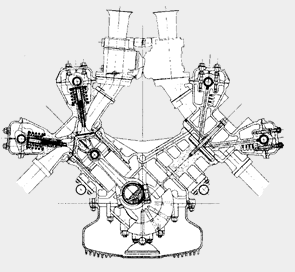 Sezioni del motore della Lancia D50